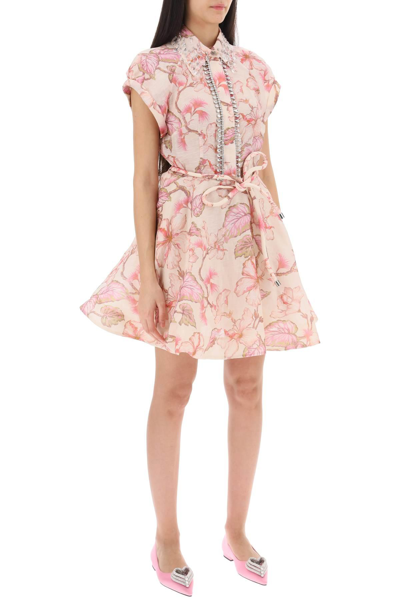 Shop Zimmermann Matchmaker Flip Floral Dress With Appliqués In Pink