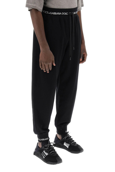 Shop Dolce & Gabbana Logo Trim Sweatpants In Black