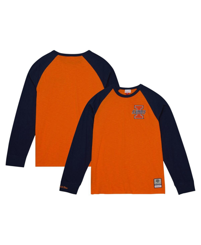 Shop Mitchell & Ness Men's  Orange Illinois Fighting Illini Legendary Slub Raglan Long Sleeve T-shirt