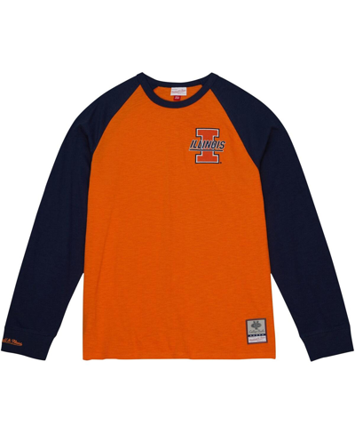 Shop Mitchell & Ness Men's  Orange Illinois Fighting Illini Legendary Slub Raglan Long Sleeve T-shirt