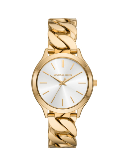 Shop Michael Kors Women's Runway Goldtone Three-hand Bracelet Watch