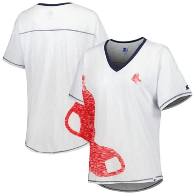 Shop Starter White Boston Red Sox Perfect Game V-neck T-shirt