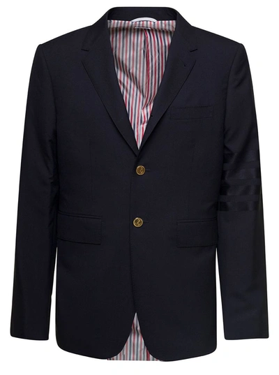 Shop Thom Browne Fit 1 Sb S/c (classic) In Engineered 4 Bar Plain Weave Suiting In Blu