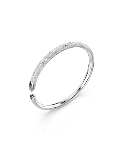 Shop Swarovski Snow Pave, White, Rhodium Plated Or Rose Gold-tone Meteora Bangle Bracelet In Silver