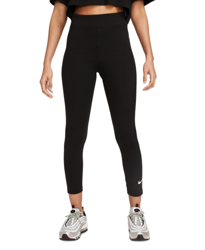 Shop Nike Women's Sportswear Classic High-waisted 7/8 Leggings In Black,sail