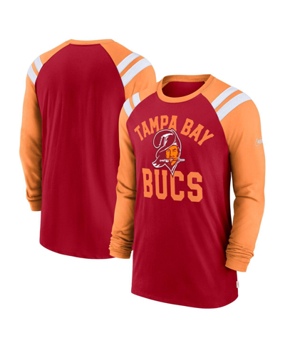 Shop Nike Men's  Red, Orange Tampa Bay Buccaneers Classic Arc Raglan Tri-blend Long Sleeve T-shirt In Red,orange