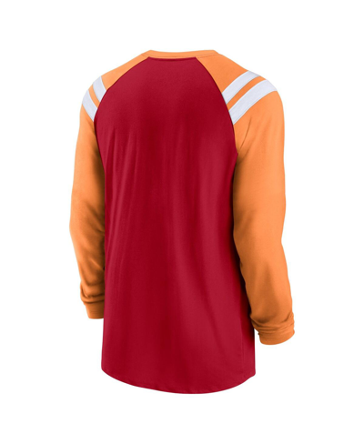 Shop Nike Men's  Red, Orange Tampa Bay Buccaneers Classic Arc Raglan Tri-blend Long Sleeve T-shirt In Red,orange