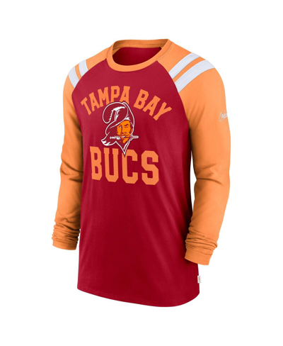 Shop Nike Men's  Red, Orange Tampa Bay Buccaneers Classic Arc Raglan Tri-blend Long Sleeve T-shirt In Red,orange