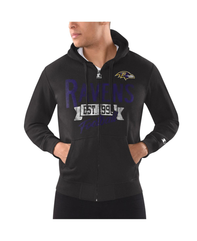 Starter Black Baltimore Ravens Domestic Post Season Full-zip Hoodie In Black