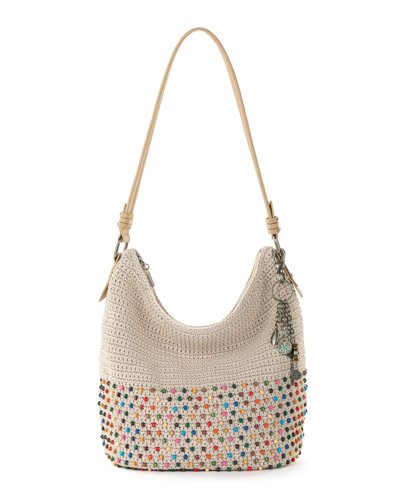 Shop The Sak Sequoia Crochet Hobo Medium Handbag In Ecru Multi Beads