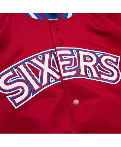 Shop Mitchell & Ness Men's  Red Philadelphia 76ers Hardwood Classics Throwback Wordmark Raglan Full-snap J