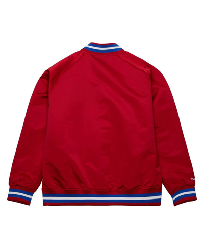 Shop Mitchell & Ness Men's  Red Philadelphia 76ers Hardwood Classics Throwback Wordmark Raglan Full-snap J