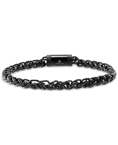 Shop Blackjack Men's Wheat Link Chain Bracelet In Stainless Steel In Black