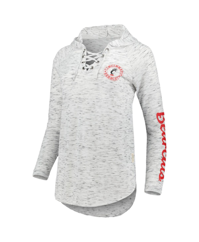 Shop Pressbox Women's  Gray Cincinnati Bearcats Space Dye Lace-up V-neck Raglan Long Sleeve T-shirt