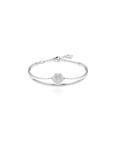 Shop Swarovski White, Rhodium Plated Or Rose Gold-tone Meteora Bangle Bracelet In Silver