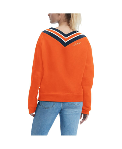 Shop Tommy Hilfiger Women's  Orange Denver Broncos Heidi V-neck Pullover Sweatshirt