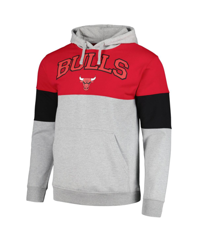 Shop Fanatics Men's  Red Chicago Bulls Contrast Pieced Pullover Hoodie
