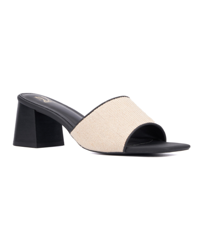Shop New York And Company Women's Felice Block Heel Sandal In Natural Black