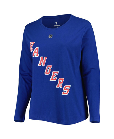Shop Profile Women's Mika Zibanejad Blue New York Rangers Plus Size Name And Number Long Sleeve T-shirt