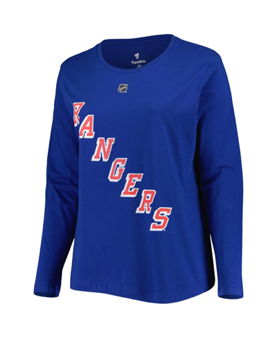 Profile Mika Zibanejad Blue New York Rangers Plus Size Name And Number Long Sleeve T-shirt In Blue