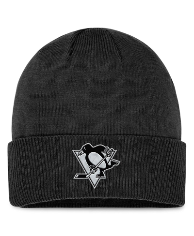 Shop Fanatics Men's  Black Pittsburgh Penguins Authentic Pro Road Metallic Cuffed Knit Hat