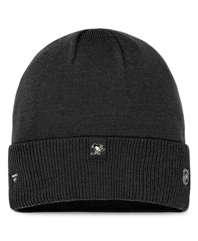 Shop Fanatics Men's  Black Pittsburgh Penguins Authentic Pro Road Metallic Cuffed Knit Hat