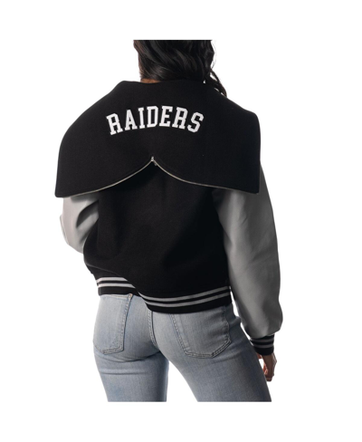 Shop The Wild Collective Women's  Black Las Vegas Raiders Sailor Full-snap Hooded Varsity Jacket