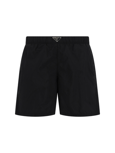 Shop Prada Swimshorts In Nero