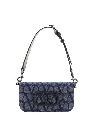 Shop Valentino Garavani Toile Iconographe Handbag In Melange-denim/nero
