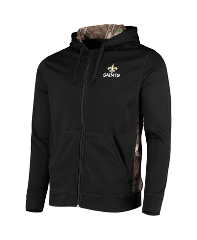 Shop Dunbrooke Men's  Black, Realtree Camo New Orleans Saints Decoy Tech Fleece Full-zip Hoodie In Black,realtree Camo