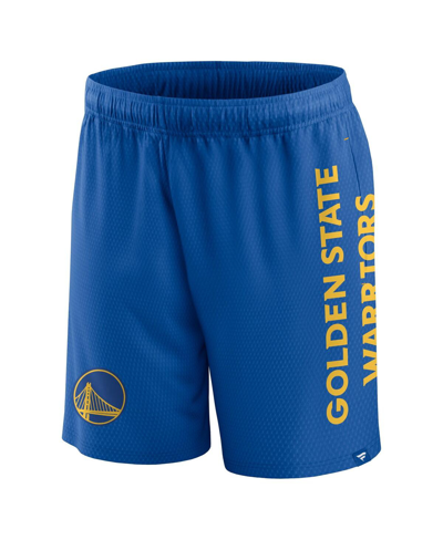 Shop Fanatics Men's  Royal Golden State Warriors Post Up Mesh Shorts
