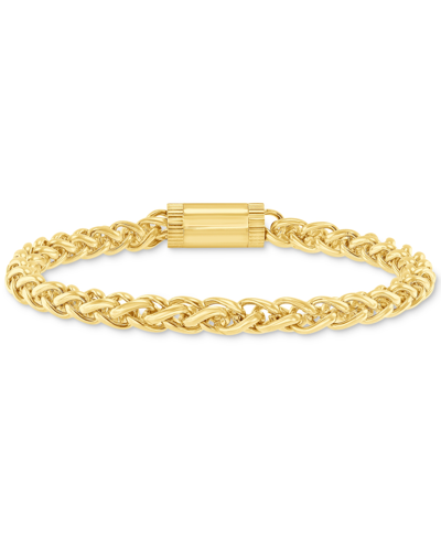 Shop Blackjack Men's Wheat Link Chain Bracelet In Stainless Steel In Gold-tone