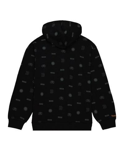 Mitchell & Ness Men's  Black Boston Bruins 100th Anniversary Allover Print Pullover Hoodie In Black