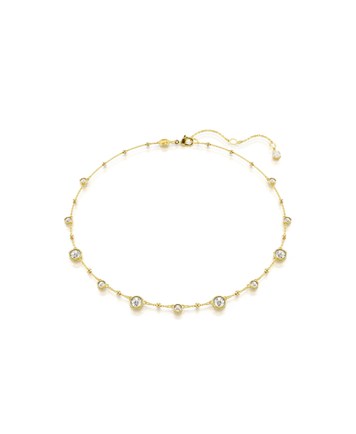 Swarovski Round Cut, Scattered Design, White, Gold-tone Imber Necklace In Gold