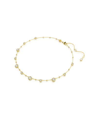 Swarovski Round Cut, Scattered Design, White, Gold-tone Imber Necklace In Gold