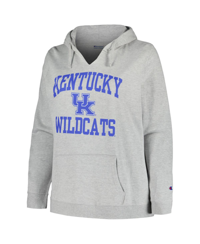 Champion Women's  Heather Gray Kentucky Wildcats Plus Size Heart & Soul Notch Neck Pullover Hoodie In Heather Gray