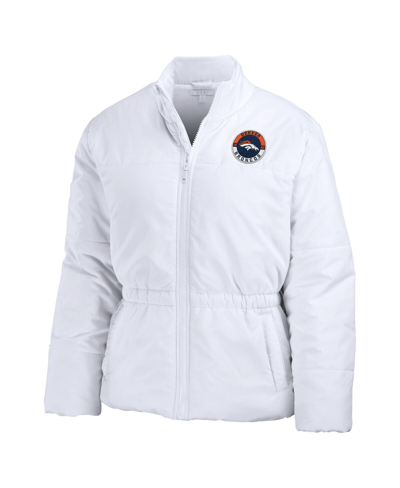 Shop Wear By Erin Andrews Women's  White Denver Broncos Packaway Full-zip Puffer Jacket