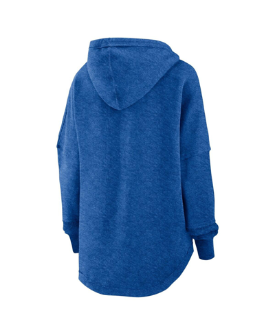 Fanatics Women's  Heather Royal Distressed Los Angeles Dodgers Luxe Pullover Hoodie In Heather Royal