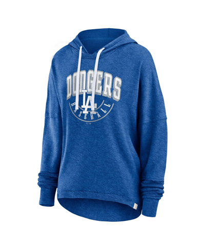 Shop Fanatics Women's  Heather Royal Distressed Los Angeles Dodgers Luxe Pullover Hoodie