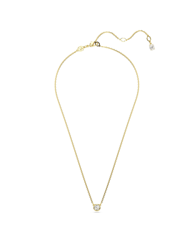 Swarovski Round Cut, White, Gold-tone Imber Pendant Necklace In Gold