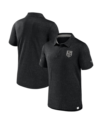 Shop Fanatics Men's  Black Los Angeles Kings Authentic Pro Jacquard Polo Shirt