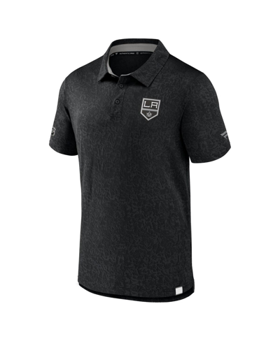 Shop Fanatics Men's  Black Los Angeles Kings Authentic Pro Jacquard Polo Shirt