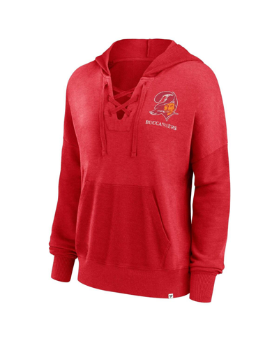 Fanatics Women's  Red Distressed Tampa Bay Buccaneers Heritage Snow Wash French Terry Lace-up Pullove In Red