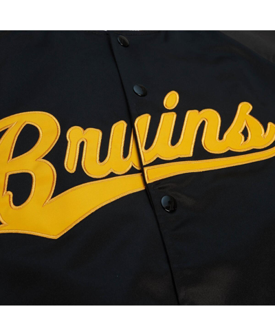 Mitchell & Ness Men's  Black Boston Bruins 100th Anniversary Satin Raglan Full-snap Jacket In Black