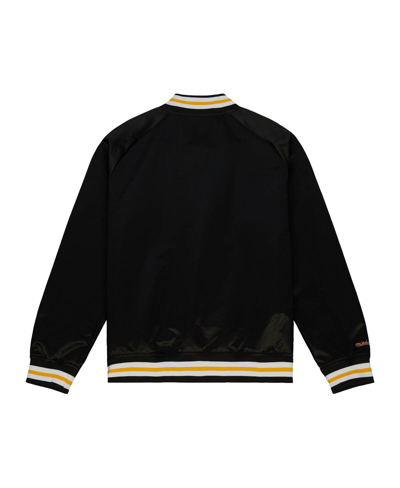 Mitchell & Ness Men's  Black Boston Bruins 100th Anniversary Satin Raglan Full-snap Jacket In Black