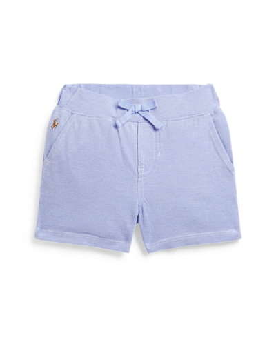 Shop Polo Ralph Lauren Baby Boys Knit Oxford Drawstring Shorts With Pockets In Harbor Island Blue Multi
