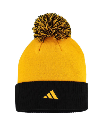 Shop Adidas Originals Women's Adidas Gold Pittsburgh Penguins Laurel Cuffed Knit Hat With Pom