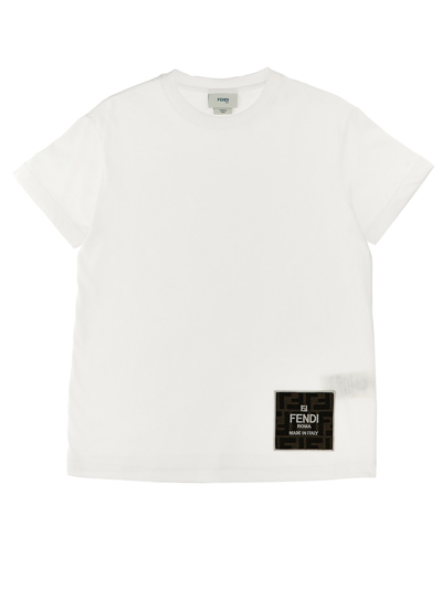 Shop Fendi T-shirt In Jersey Con Patch In White