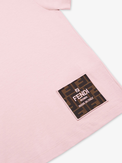 Shop Fendi T-shirt In Jersey Con Patch In Pink