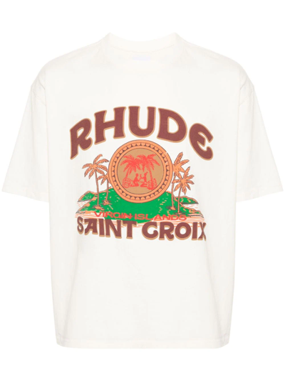 Shop Rhude Saint Croix T-shirt In White